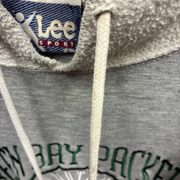 Lee Sport Vintage 90s Green Bay Packers Embroidered Gray Hoodie Sweatshirt Y2K - Image 4
