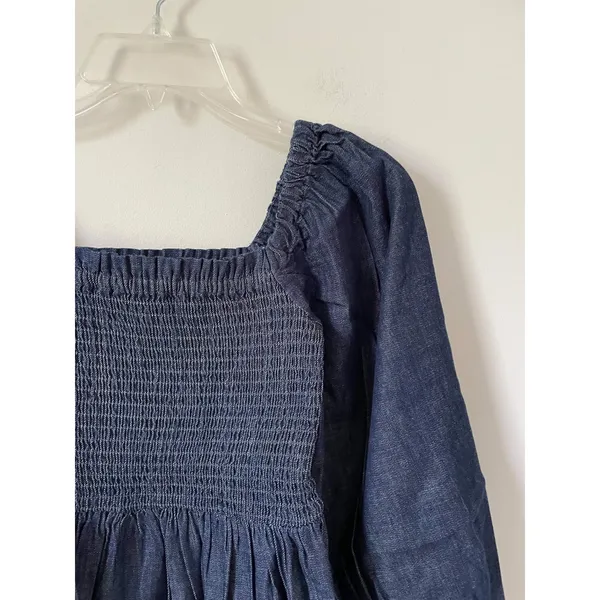 J. Crew Puff Sleeve Denim Mini Dress Denim Blue Size XXS NEW - Image 4