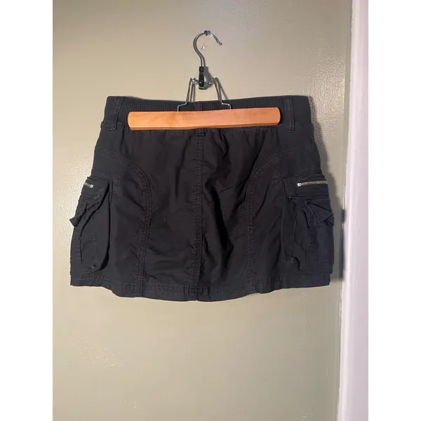 American Eagle Women's Size 000 Mini Cargo Skort Skirt Shorts Black Zipper - Image 6