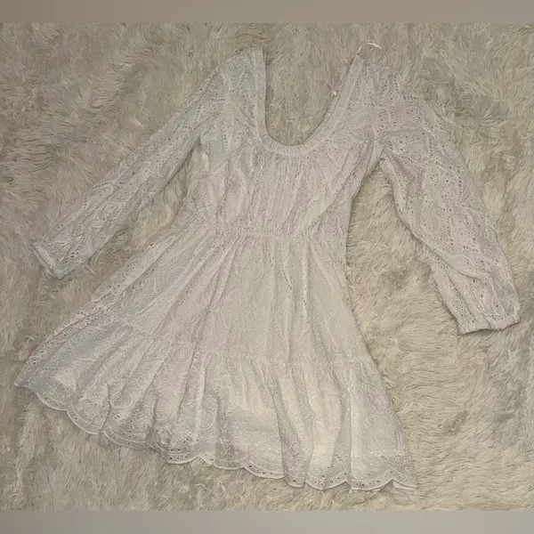 NEW VERONICA BEARD White Eyelet Cotton CALIBRA Mini Sun dress SZ 6 - Image 9