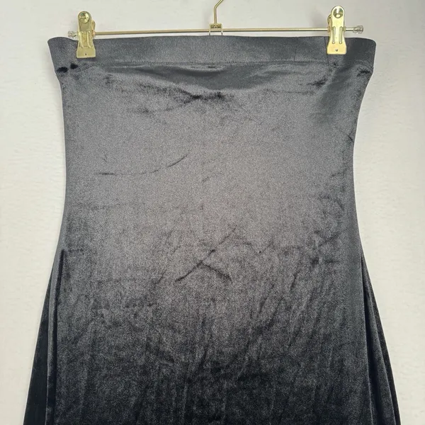 TCEC Couture Black Velour Strapless Maxi Dress Women L Bodycon Formal Evening - Image 3