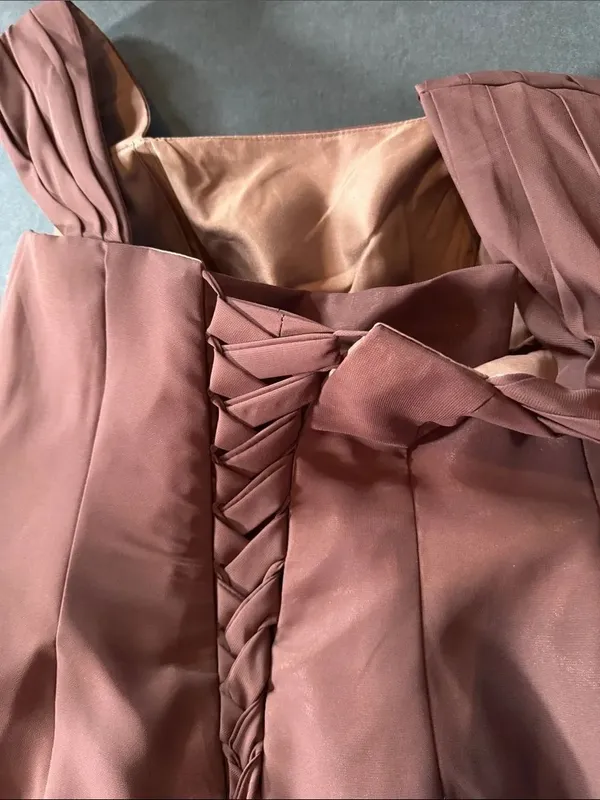 Women’s Brown Chiffon Formal Mother of the Bride Dress Draped Jacket Size 14 NWT - Image 13