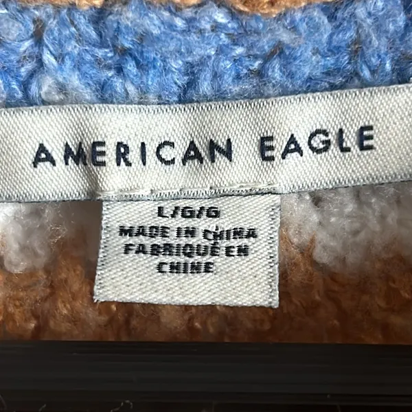American Eagle Oversized Drop Shoulder Striped Fuzzy Cozy Knit Sweater - Image 7