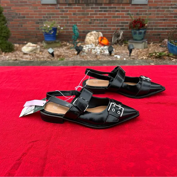 Nwt Size‎ 6.5 Peyton Double Buckle black Slingback Flats by wild fable - Image 2