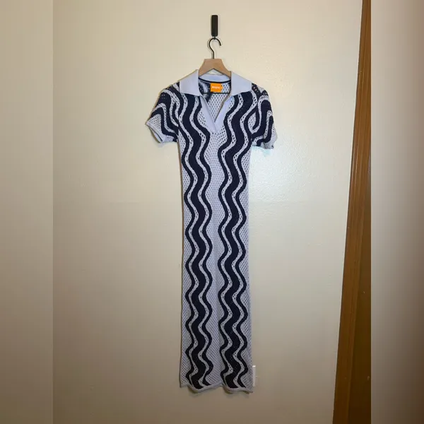 Brodie Wispr Wave Pointelle Maxi Dress- Frost Blue/Insignia‎ Blue - Image 3