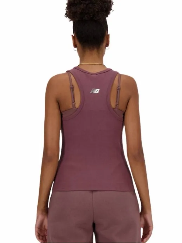 New Balance Linear Heritage Ribbed Knit Racer Workout Tank - Image 2