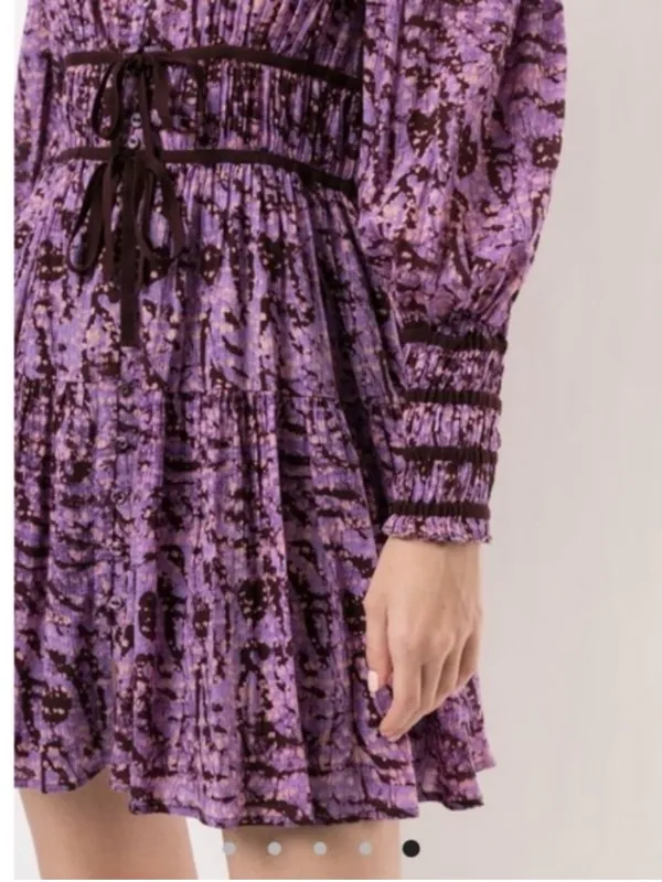 Ulla Johnson Kesia Mini Dress 2 Purple Long Sleeve Fall Feminine Whimsy Chic - Image 5