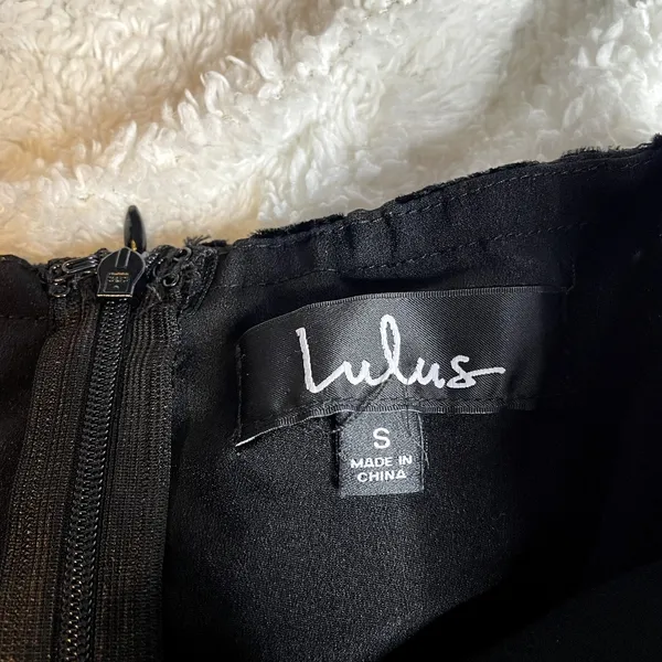 Lulus Black Velvet Polka Dot Ruffle Mini Skirt‎ Size S - Image 4