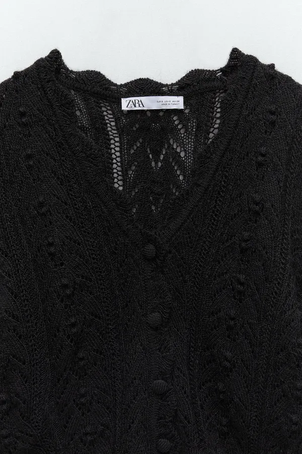 ZARA Black Knit Cardigan Top Jacket - Image 8