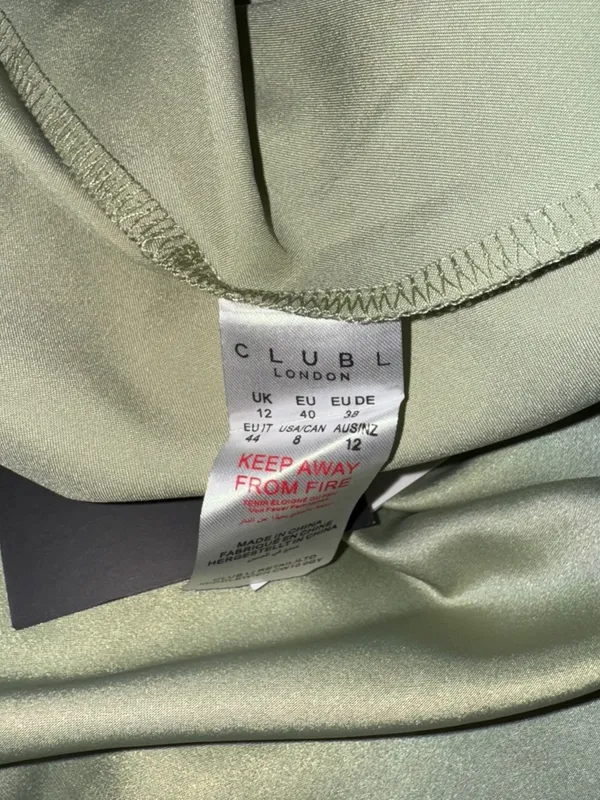 NWT Club L London Satin Wide Leg Trouser Sage Green High Rise Size US 8 - Image 9