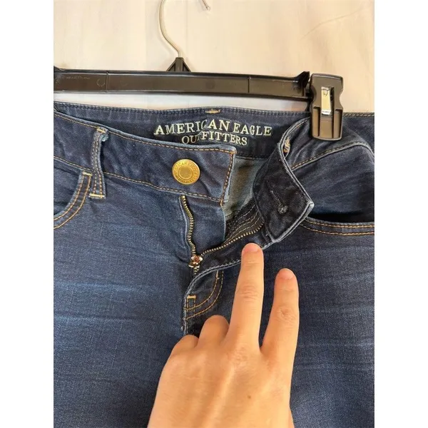 American Eagle Outfitters Jeans Womens 10 Blue Dark Wash Mid Rise Skinny - Image 4