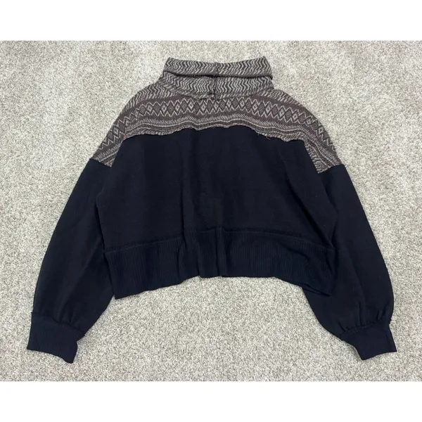 We The Free People At The Lodge Sweater Cropped Cowl Neck Fair Isle Knit Size S - Image 5