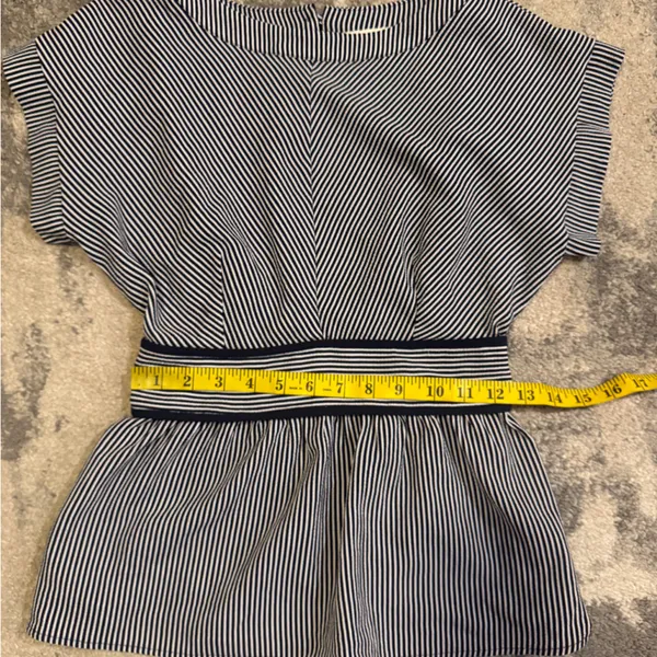Monteau Navy Blue and White Striped Blouse - Image 6
