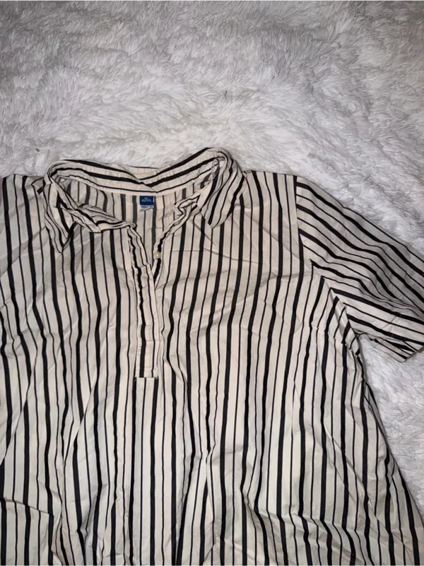Old Navy Dress Black & White Stripe Button-Up Sz XL Petite Business Casual - Image 2