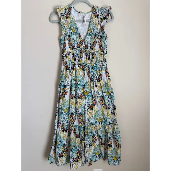 Anthropologie Somerset Maxi Dress Womens S Multi Floral Smocked Tiered OB1387071 - Image 2
