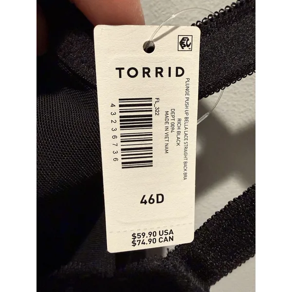Torrid XO ULTRA PLUNGE PUSH-UP BRA - LACE BLACK Size 46D NWT - Image 7