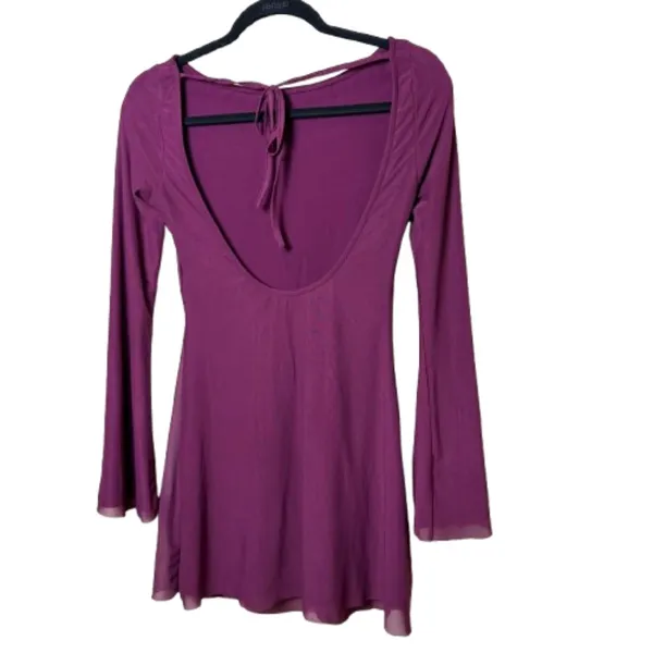 PRINCESS POLLY Low Back Mesh Trumpet Sleeve Mini Dress Size 4 / small - Image 6