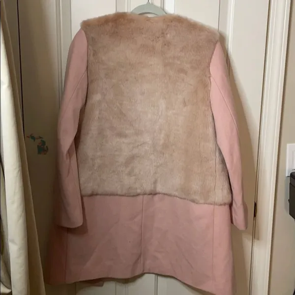 Zara pink wool peacoat faux fur blogger fave Small - Image 14