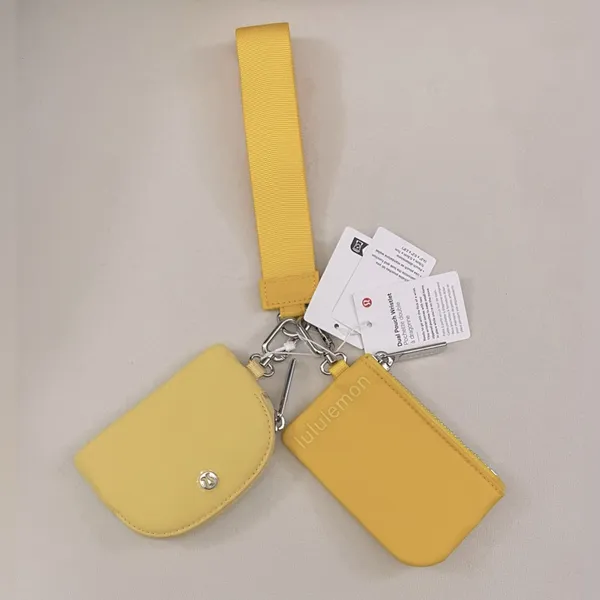 Lululemon NWT Dual Pouch Wristlet Maize Yellow Lemon Wash Card Holder - Image 5