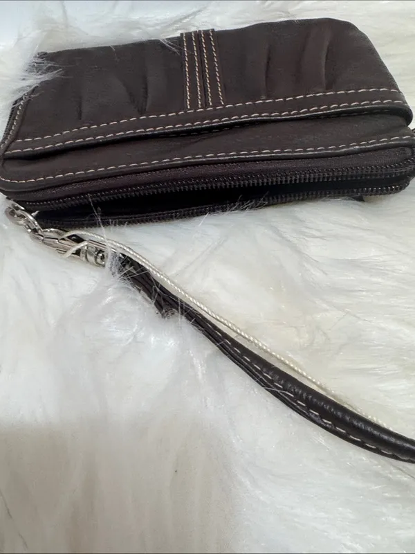 Brown Genuine Leather Wristlet Wallet - Image 4