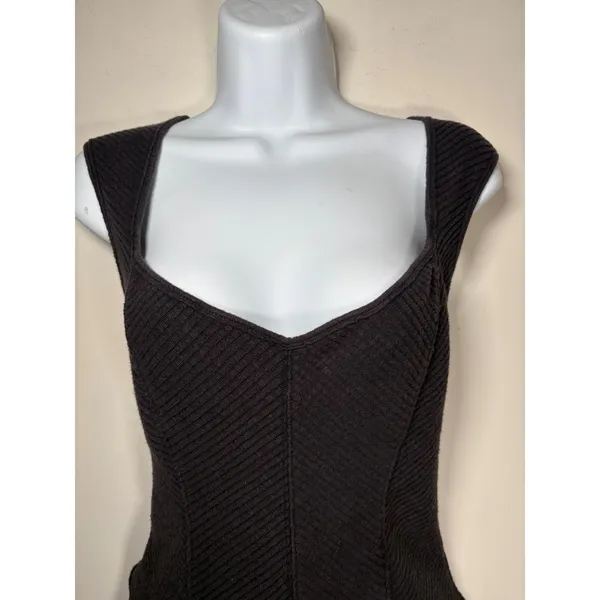 We The Free Corset Top Brown Ribbed Sweetheart Neck Sleeveless Coquette Medium - Image 2