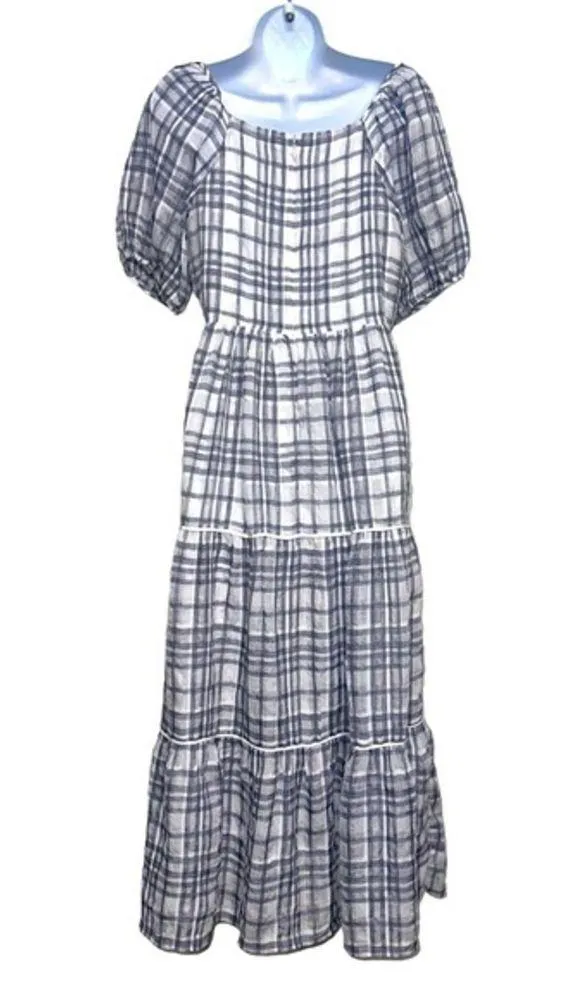 Madewell Puff-Sleeve Faux-Wrap Tiered Maxi Dress size‎ 6 - Image 3