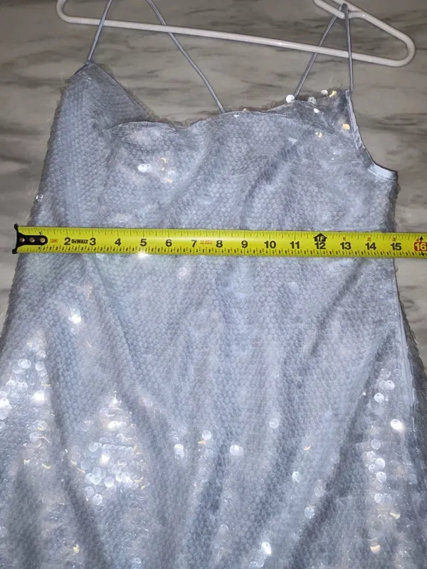 NWT Wild Fable Light Blue Sequin Cowl Neck Mini Dress Size L - Image 6