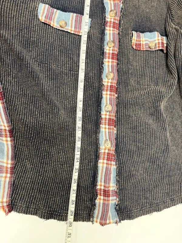 Oli & Hali Washed Plaid Waffle Knit Button-Down Shirt - Image 9