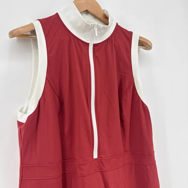 Aerie Pickletini Yasmin Zip Dress XXL Red White Sleeveless Pickleball Tennnis‎ - Image 4