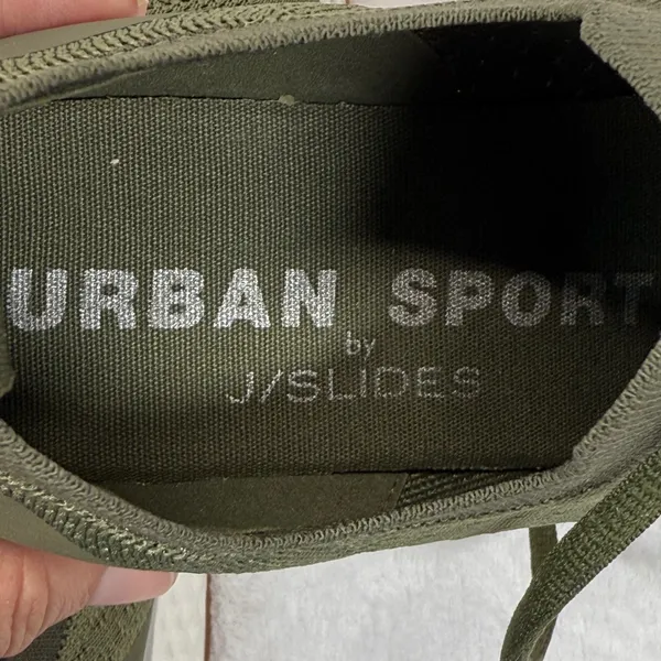 J/Slides Urban‎ Sport Knit Sneakers Olive Green Lightweight Shoes Size 7.5 - Image 11