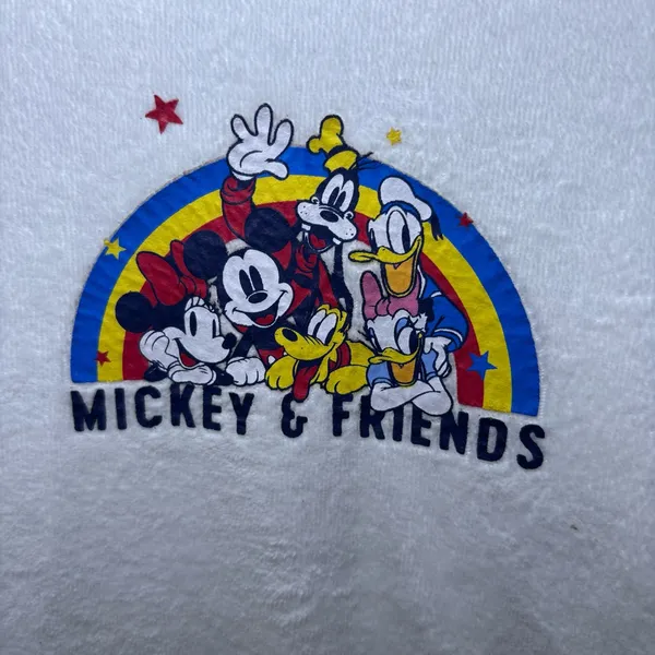 Authentic Disney Spirit Jersey Feelin Classic Sz XS White Velour Mickey Rainbow - Image 5