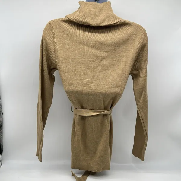 VTG Joyce Women’s Belted Turtleneck Long Sleeve Tan Knit Sweater Acrylic-Size M - Image 5