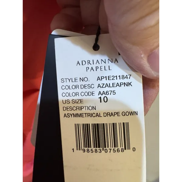Adrianna Papell Women's Asymmetrical Ruched Draped Gown Size 10 Azalea Pink - Image 5