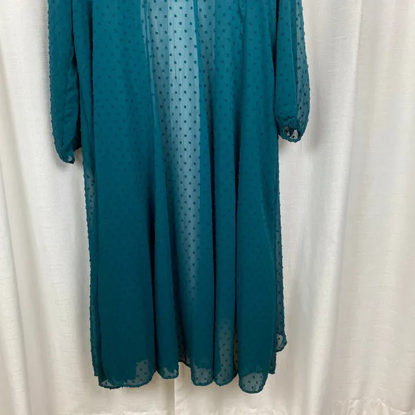 Torrid Teal Green Clip Dot Chiffon Kimono Sz.0 - Image 12
