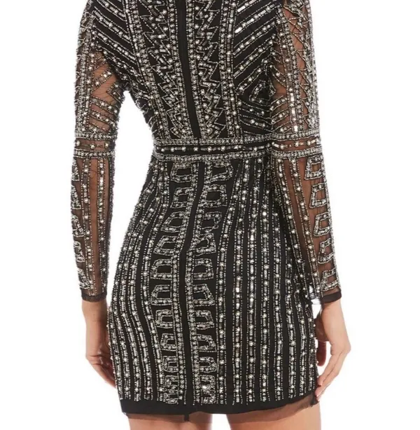 Beaded Black Mini Dress - Image 2