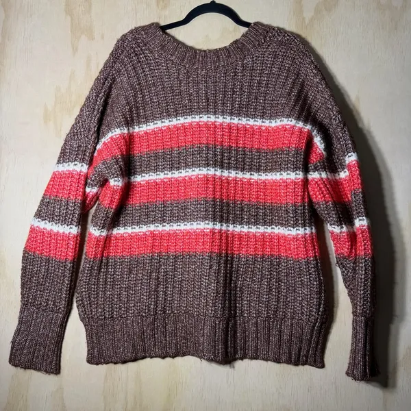 OFFLINE by Aerie Striped Ribbed Knit Crewneck Sweater Women’s Size M Chunky Cozy - Image 8