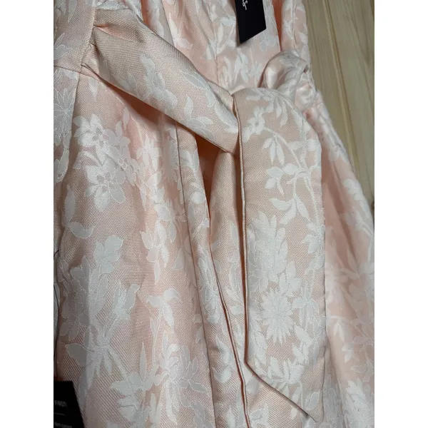 NWT Lulus Gwenth Blush Floral Jacquard High-Low Midi Dress Holiday Party Size L - Image 8