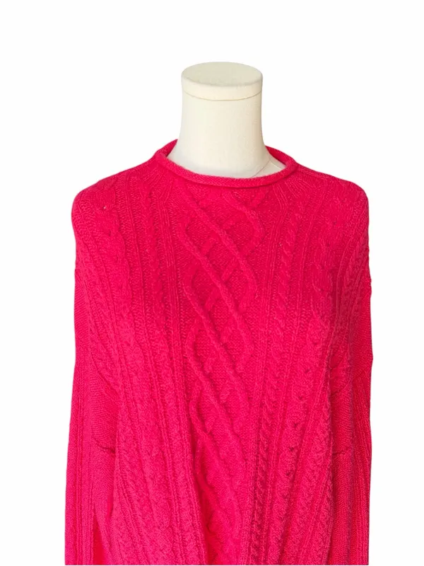 J.Crew - NWT Mockneck Rolled Cable Knit Sweater Raspberry Pink Sz Xl - Image 3