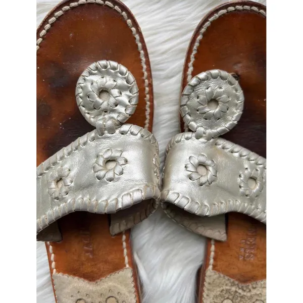 Jack Rogers Women's Gold Metallic Leather Sandals - Image 4