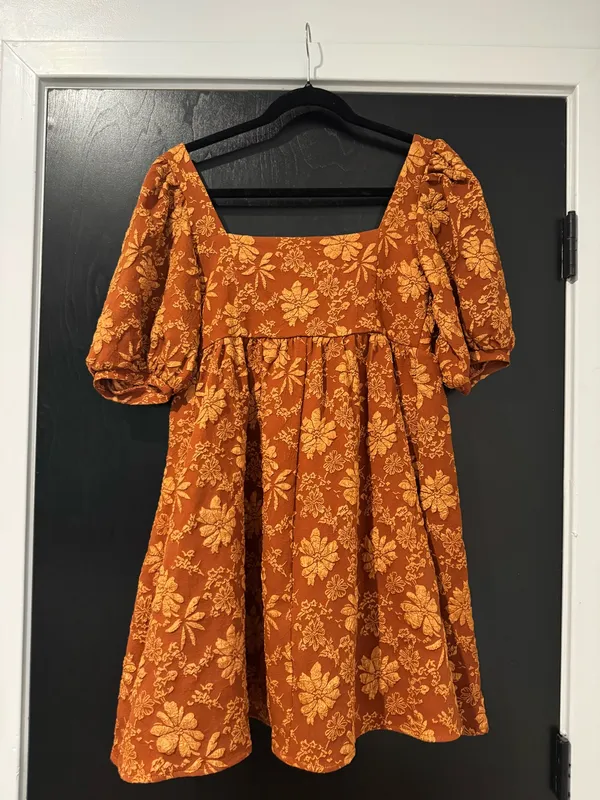 Orange floral mini dress - Image 2