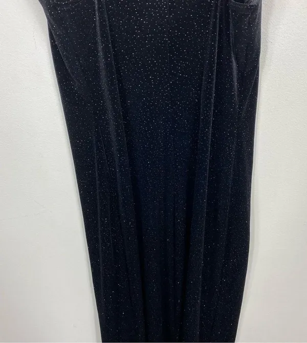Vintage Be Smart Long Sparkly Black Velvet Dress - Image 8