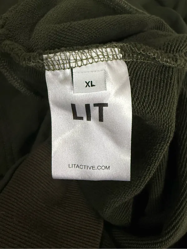 LIT Active Olive Green Zip Hoodie Oversized XL Cotton Tencel Sweatshirt - Image 5