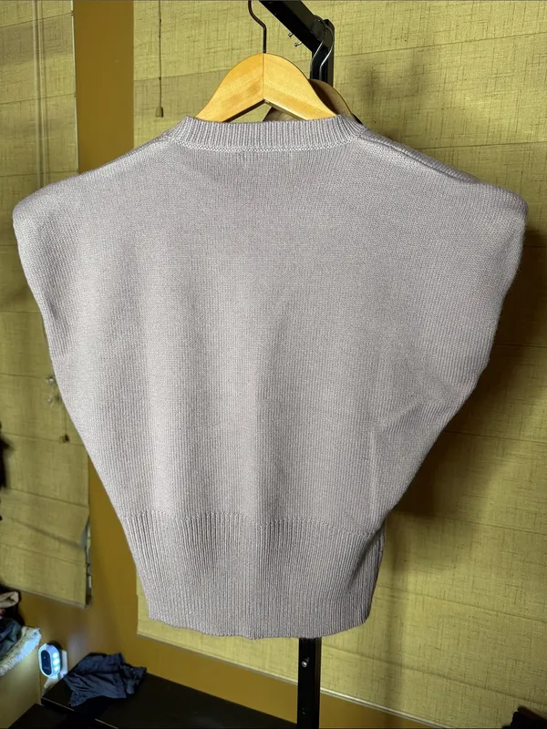 Böhme Geena Shoulder Pad Sweater Dusty Lavender Knit Top Size Small - Image 6