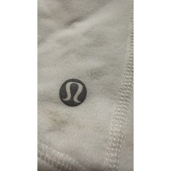 Lululemon Athletica Womens Full Zip Hooded Jacket Cream Size 10 Striped Sleeves - Image 7
