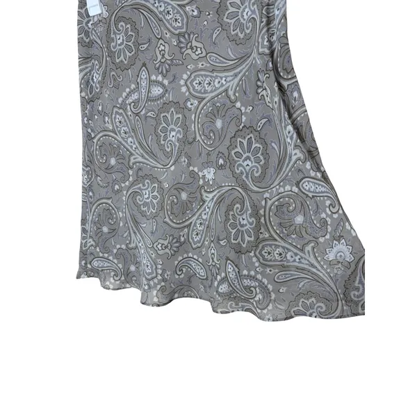 Vintage Compagnie Internationale Express Paisley Midi‎ Skirt Taupe Gray Size M - Image 2