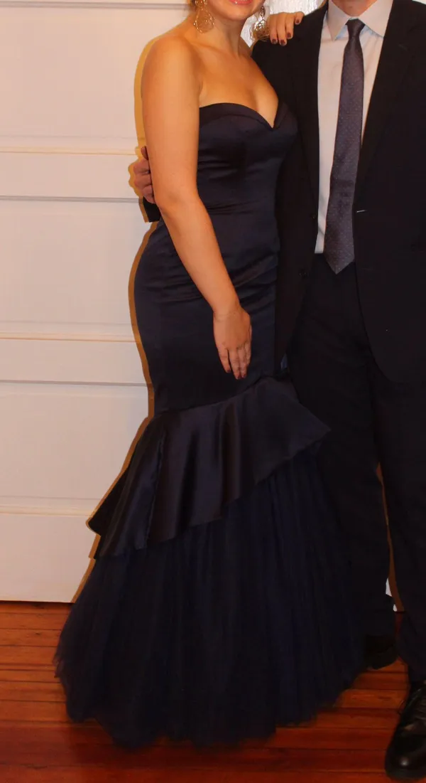 Satin Navy Mermaid Dress - Image 2