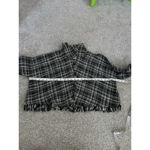 Zara‎ Tweed Turtleneck Cape Poncho Pullover Black and White Size M - Image 4
