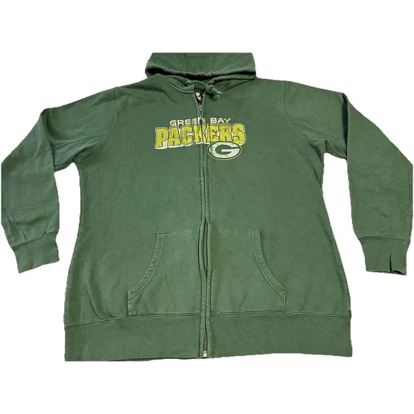 National Football League Team Apparel Green Bay Packers Women’s Full Zip Hoodie Sweatshirt M/L Green Fan Apparel - Image 9