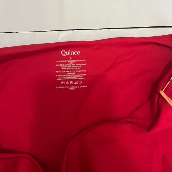 New Quince Italian High-Rise High-Leg Bikini Bottom Cherry Red Large - Image 2