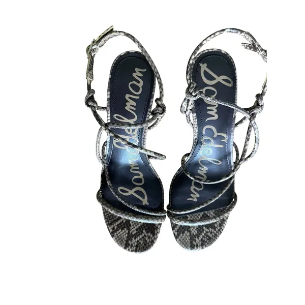 Sam Edelman RIANA Strappy Sandal Heels Size 8.5 Snakeskin Print Open Toe Shoe - Image 4